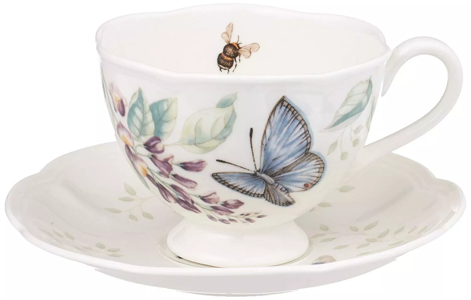 Чашка із блюдцем Lenox Butterfly Meadow Blue Butterfly, об'єм 0,237 л (812098) - Фото nav 4