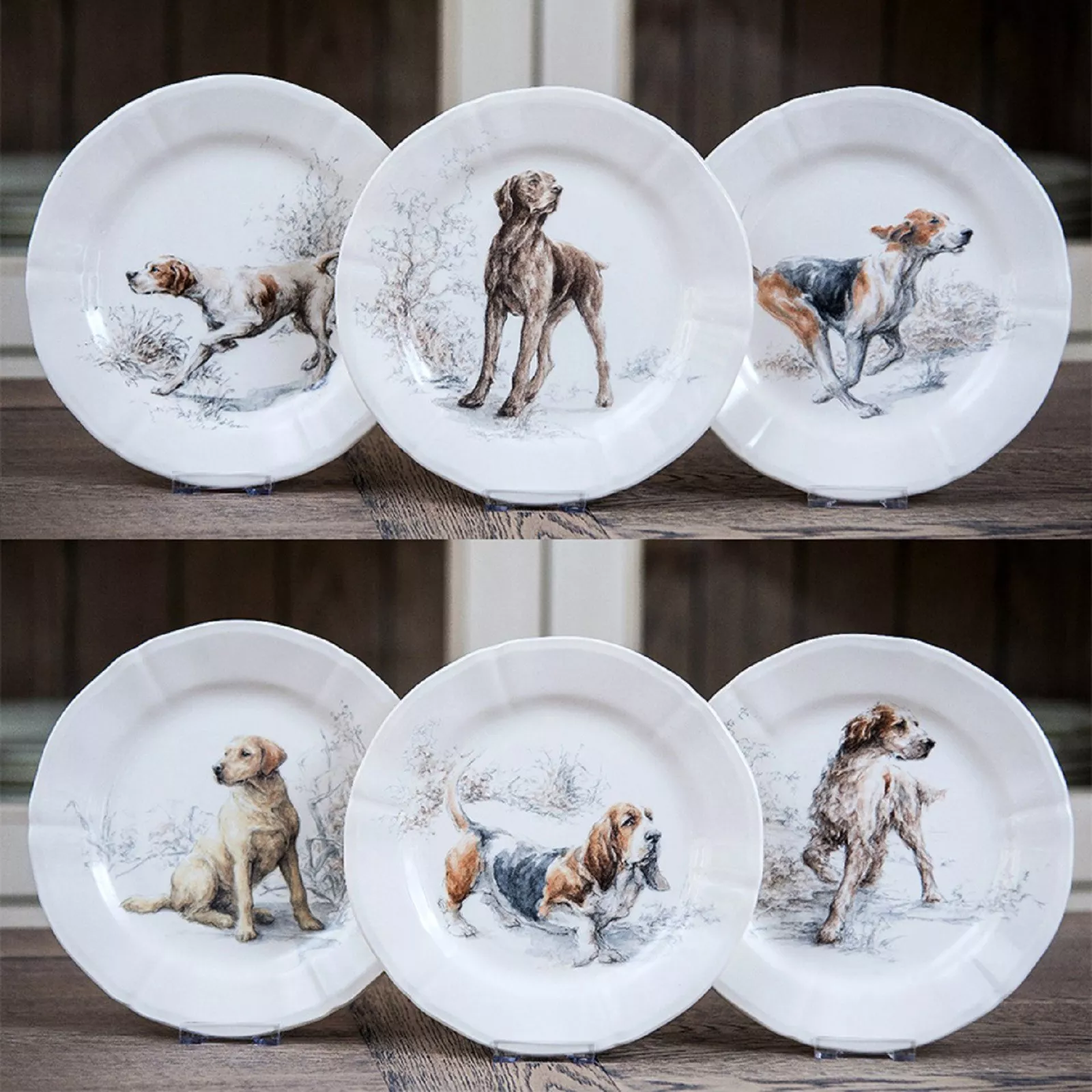 Набір десертних тарілок Gien Sologne Dog, діаметр 23,2 см, 6 шт (1631B6CD26) - Фото nav 2
