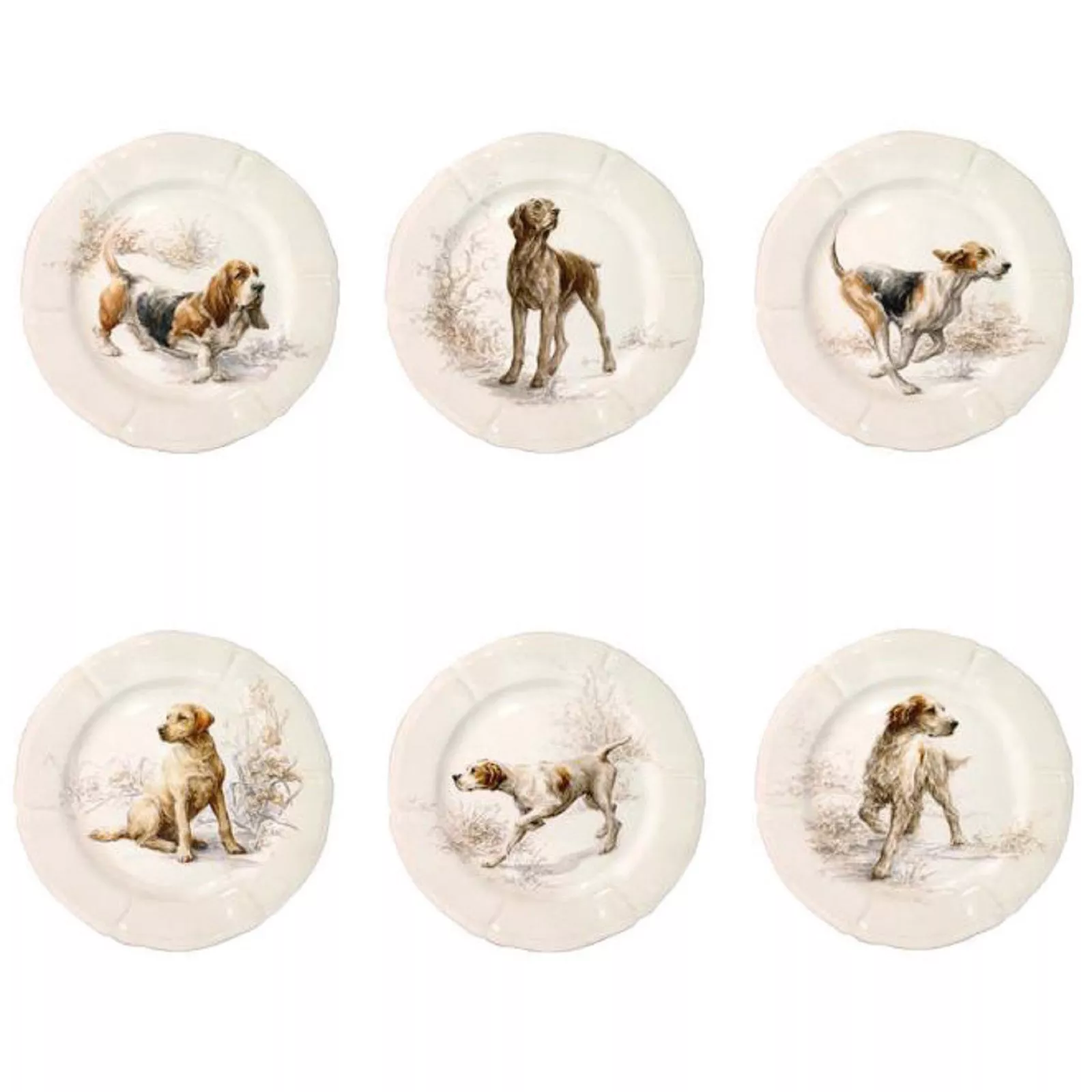 Набір десертних тарілок Gien Sologne Dog, діаметр 23,2 см, 6 шт (1631B6CD26) - Фото nav 1