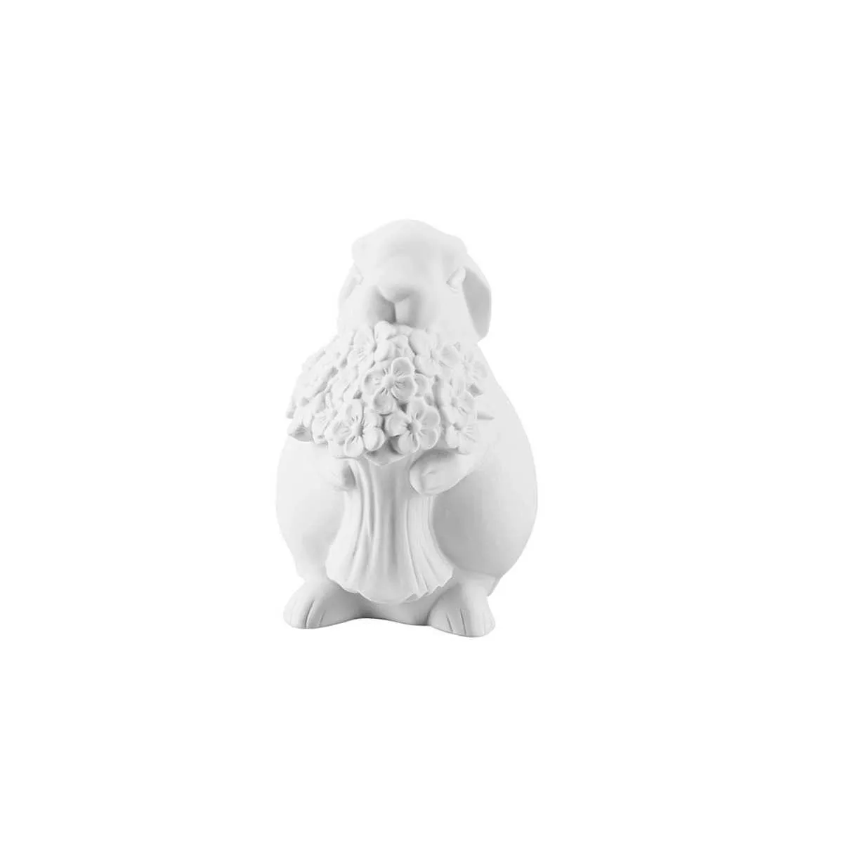 Статуетка великодня «Кролик з квітами» біла Hutschenreuther Hasenkollektion Weiss Biskuit, висота 14 см (02474-100102-87035) - Фото nav 1