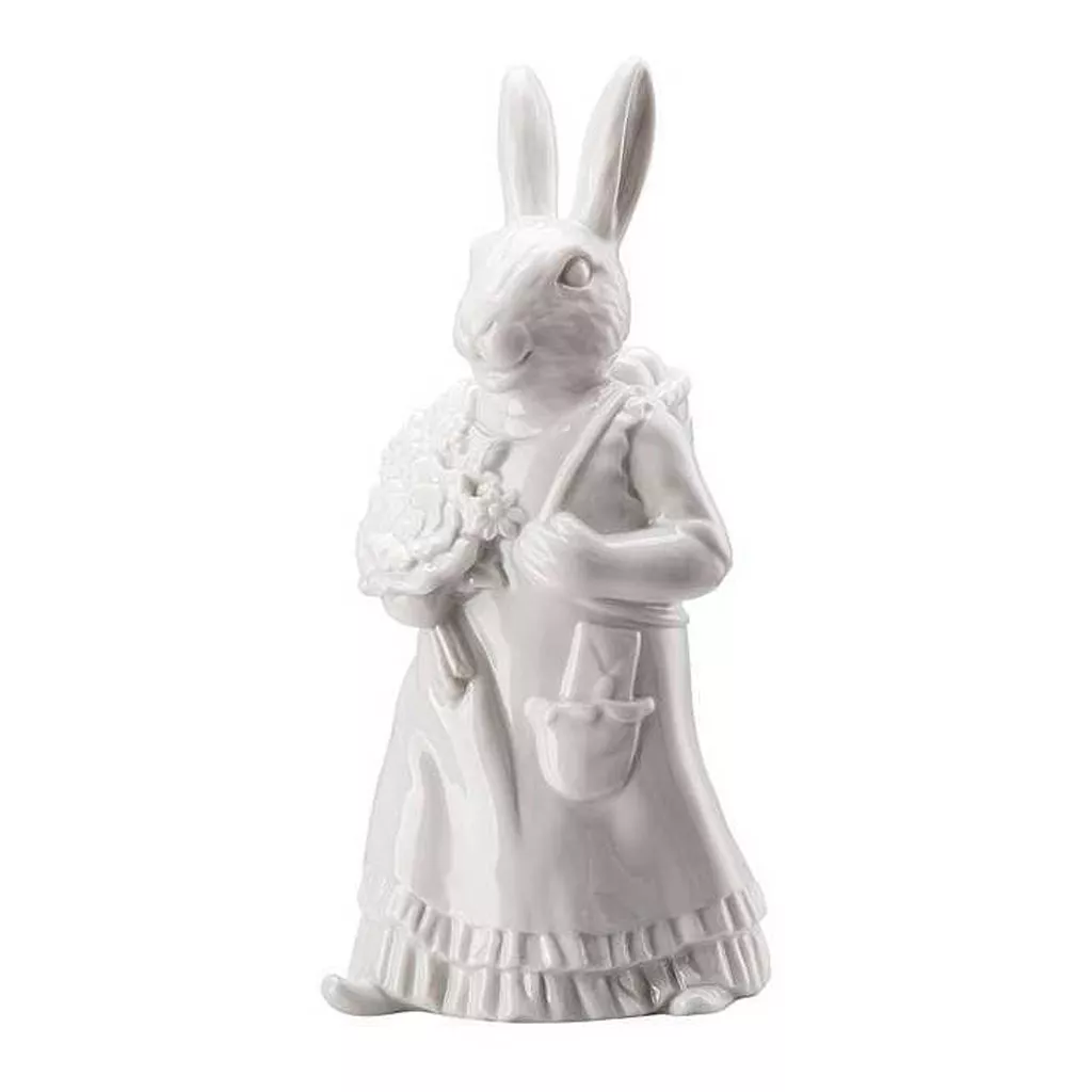 Статуетка великодня «Леді кролик з кошиком» біла Hutschenreuther Hasenfiguren Weiss, висота 13,5 см (02350-800001-88840) - Фото nav 1