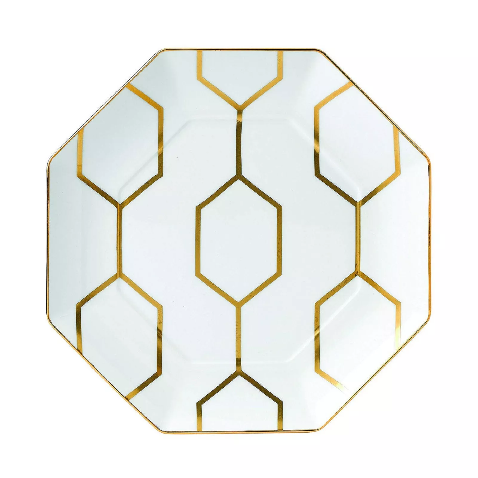Тарілка багатокутна Wedgwood Gio Gold WHITE/GOLD, діаметр 23 см (40007545) - Фото nav 1
